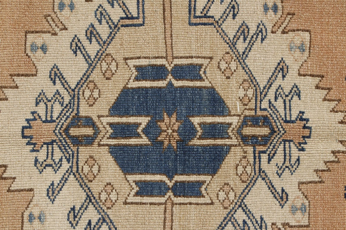 5x6 Beige and Blue Turkish Tribal Rug