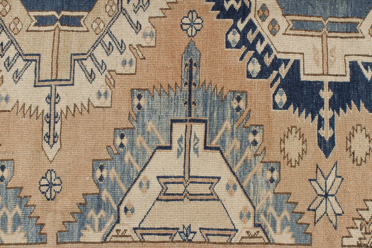 5x6 Beige and Blue Turkish Tribal Rug