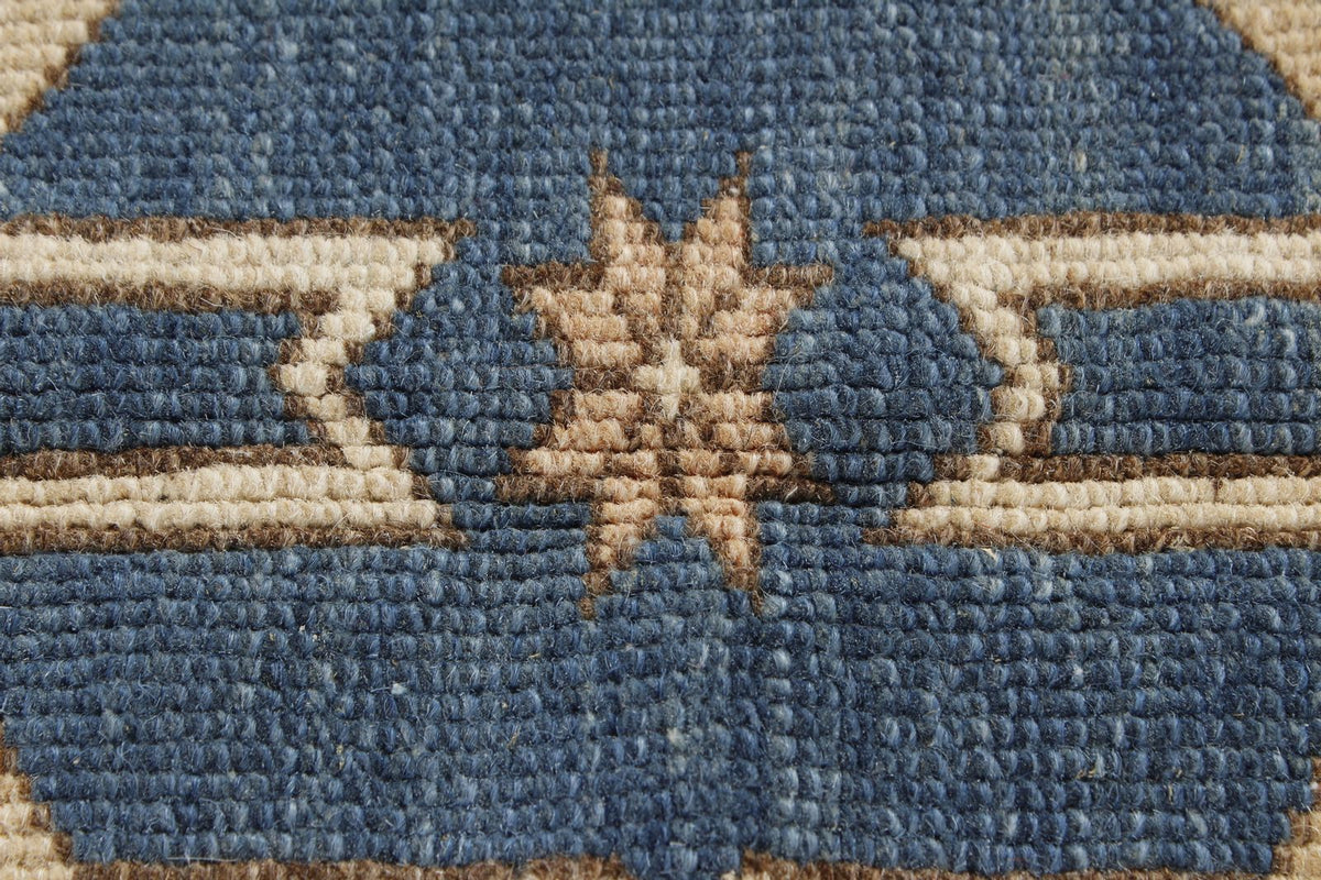 5x6 Beige and Blue Turkish Tribal Rug
