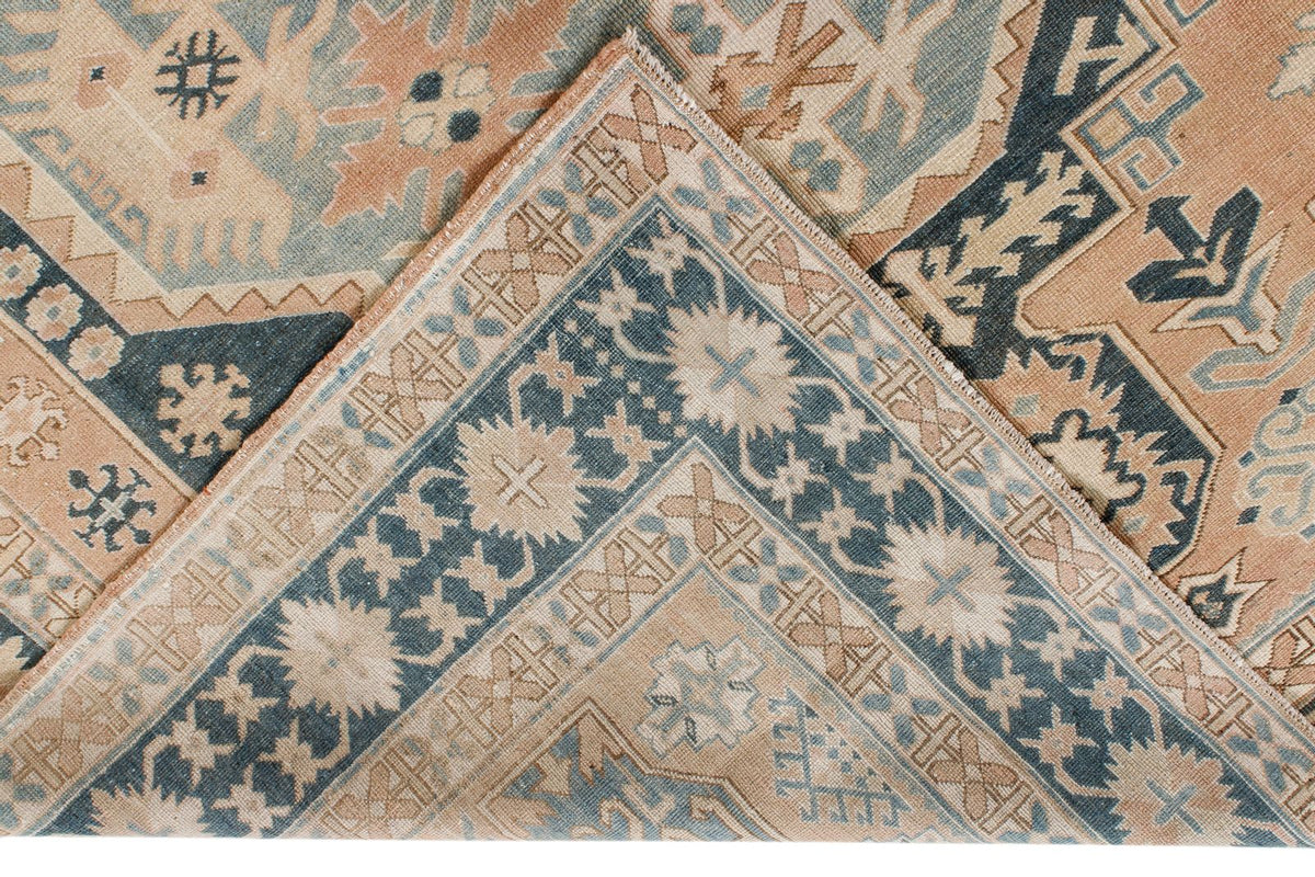6x7 Peach and Green Turkish Tribal Rug