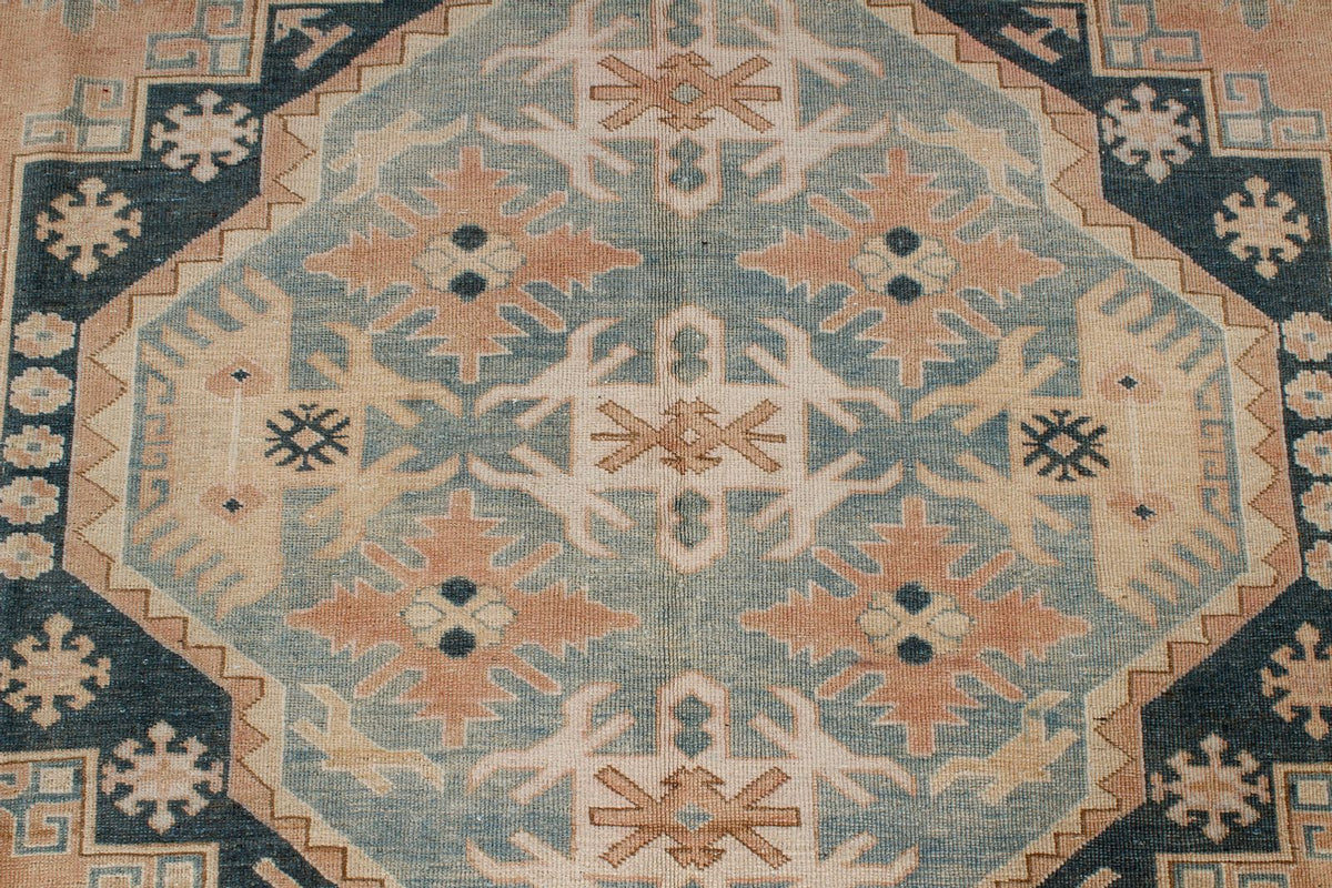 6x7 Peach and Green Turkish Tribal Rug