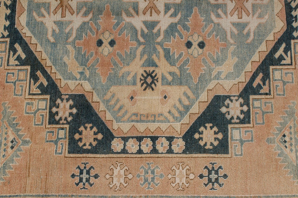 6x7 Peach and Green Turkish Tribal Rug