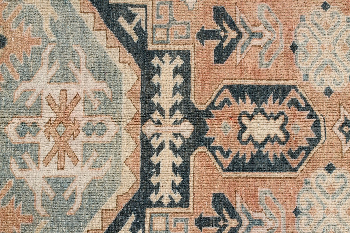 6x7 Peach and Green Turkish Tribal Rug