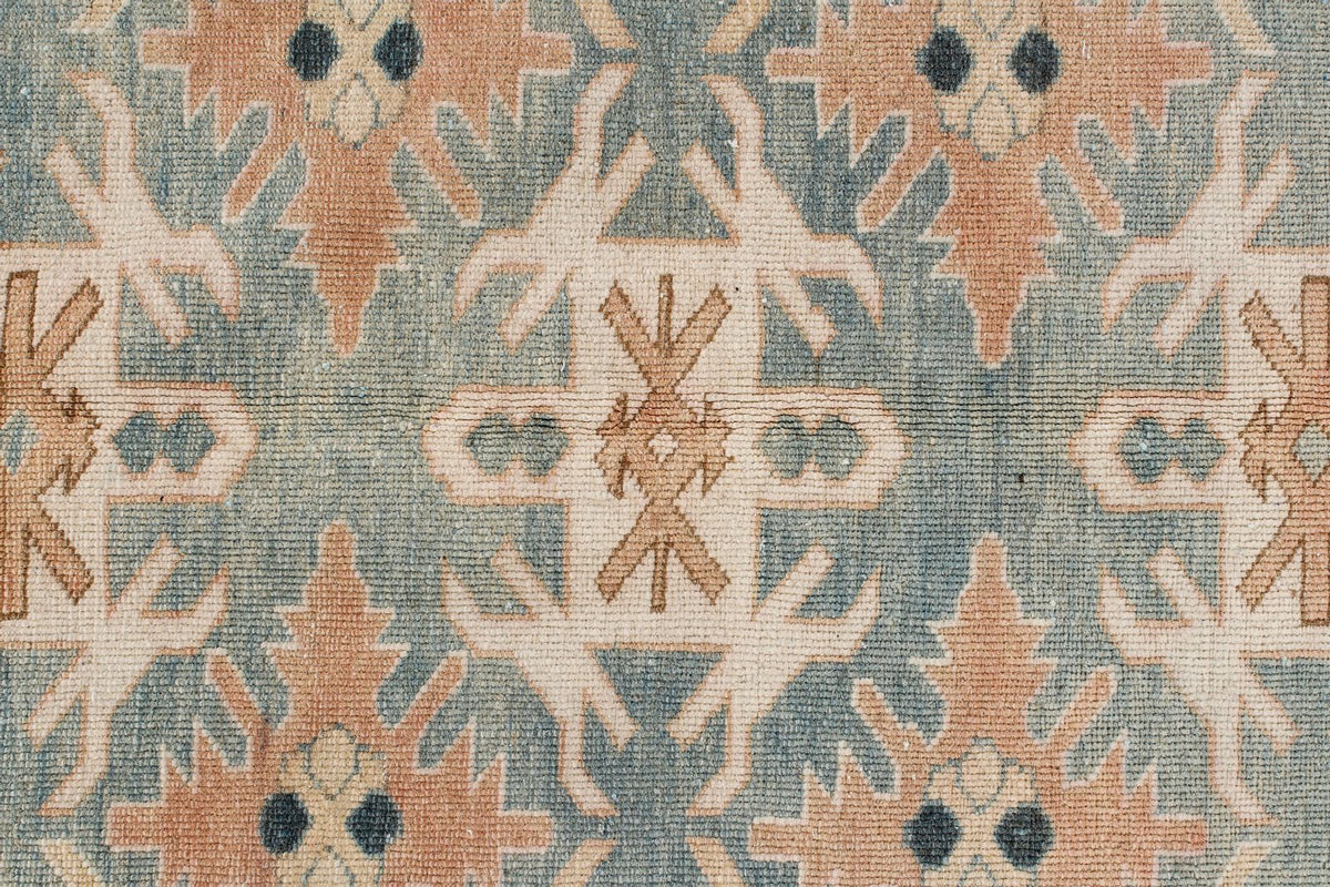 6x7 Peach and Green Turkish Tribal Rug
