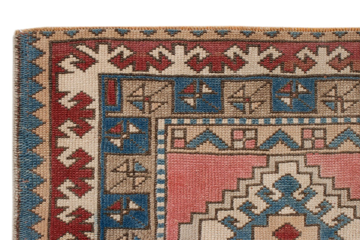 3x12 Pink and Blue Turkish Tribal Runner