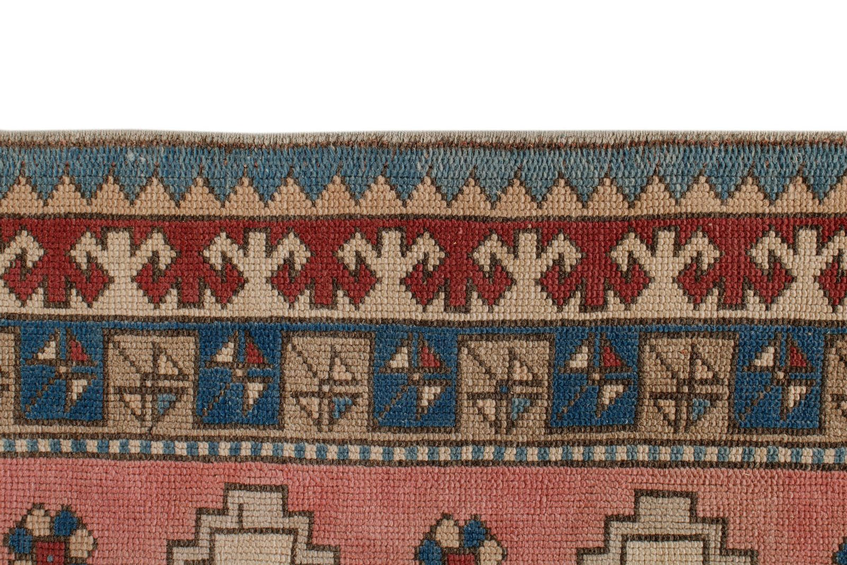 3x12 Pink and Blue Turkish Tribal Runner