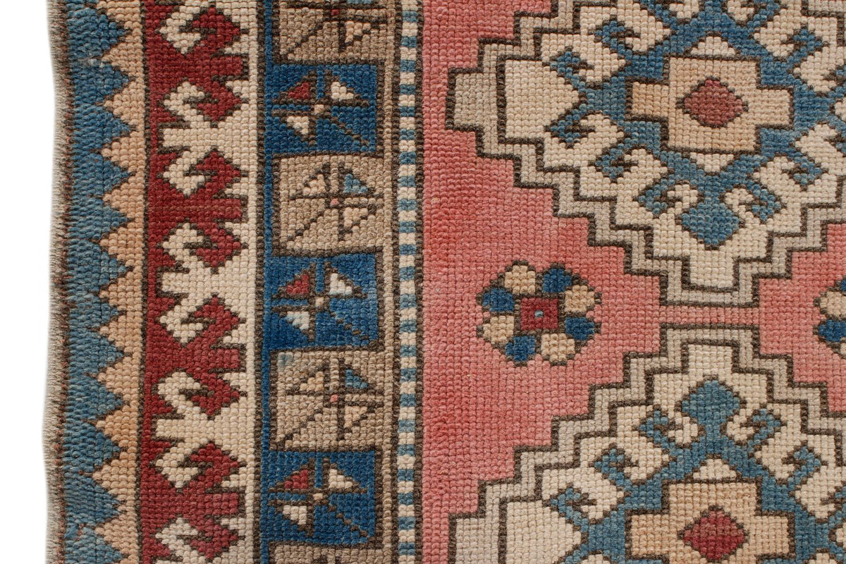 3x12 Pink and Blue Turkish Tribal Runner