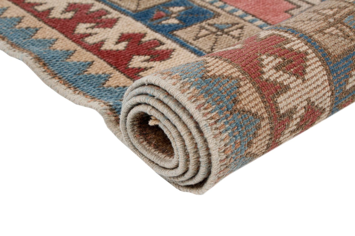 3x12 Pink and Blue Turkish Tribal Runner