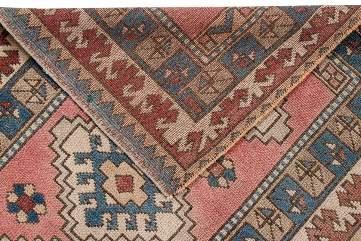 3x12 Pink and Blue Turkish Tribal Runner