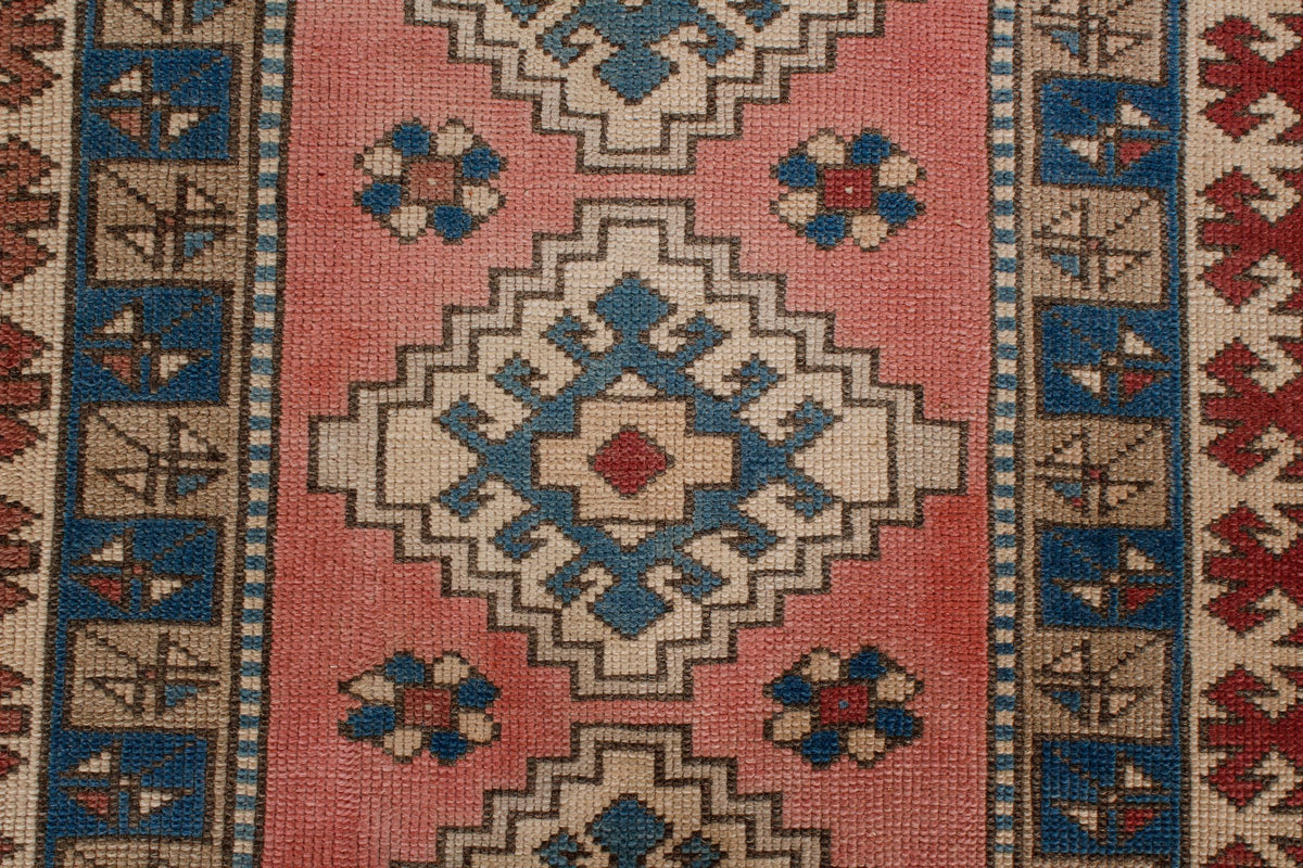 3x12 Pink and Blue Turkish Tribal Runner