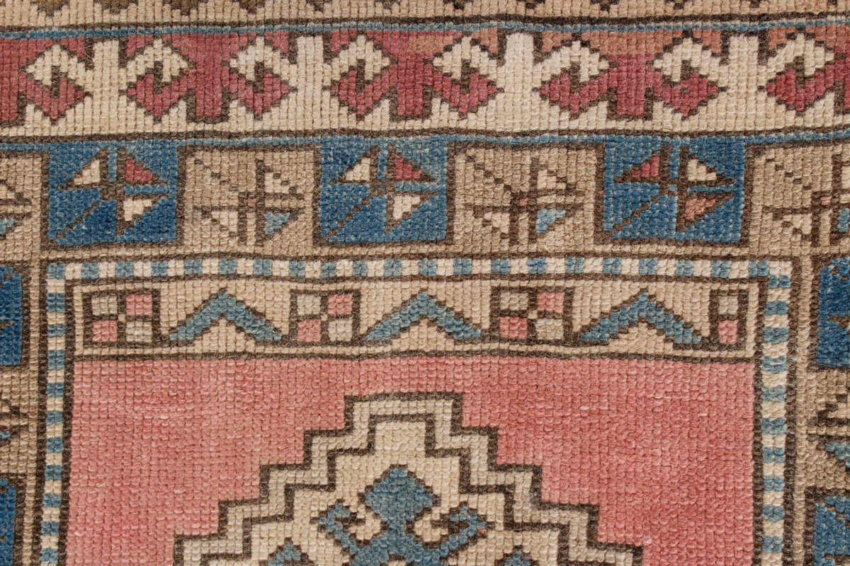 3x12 Pink and Blue Turkish Tribal Runner