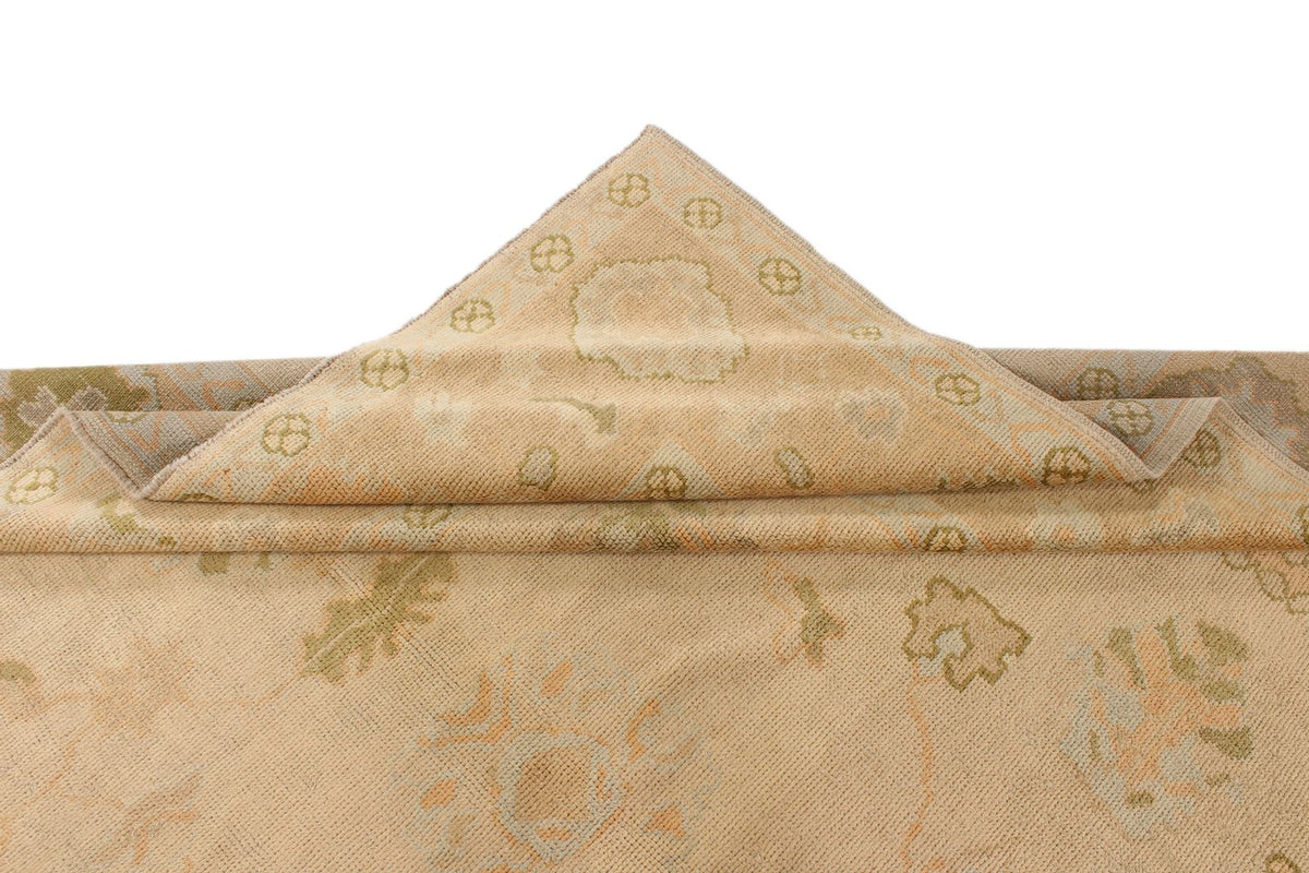 9x11 Ivory and Beige Turkish Oushak Rug