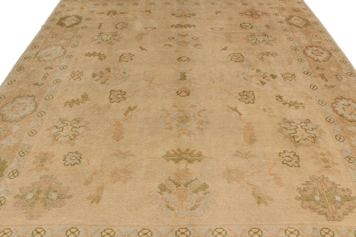 9x11 Ivory and Beige Turkish Oushak Rug