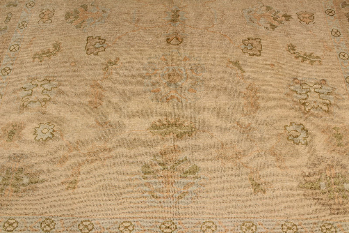 9x11 Ivory and Beige Turkish Oushak Rug