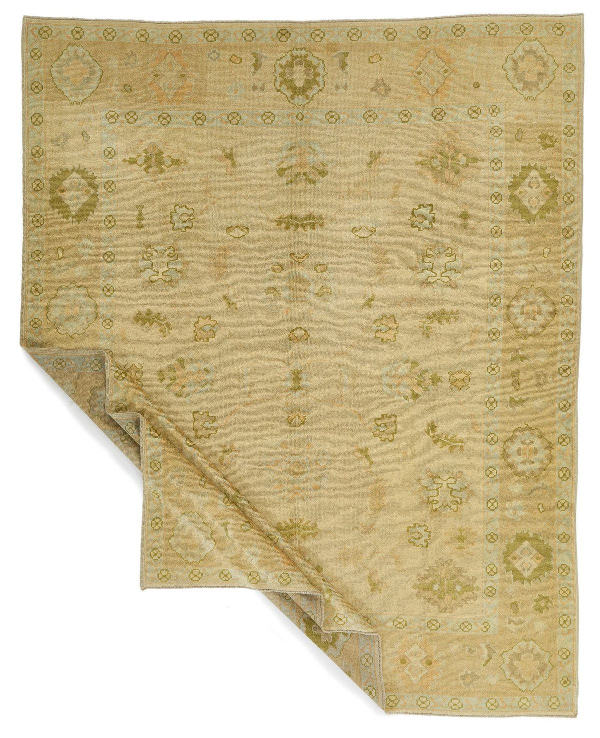 9x11 Ivory and Beige Turkish Oushak Rug