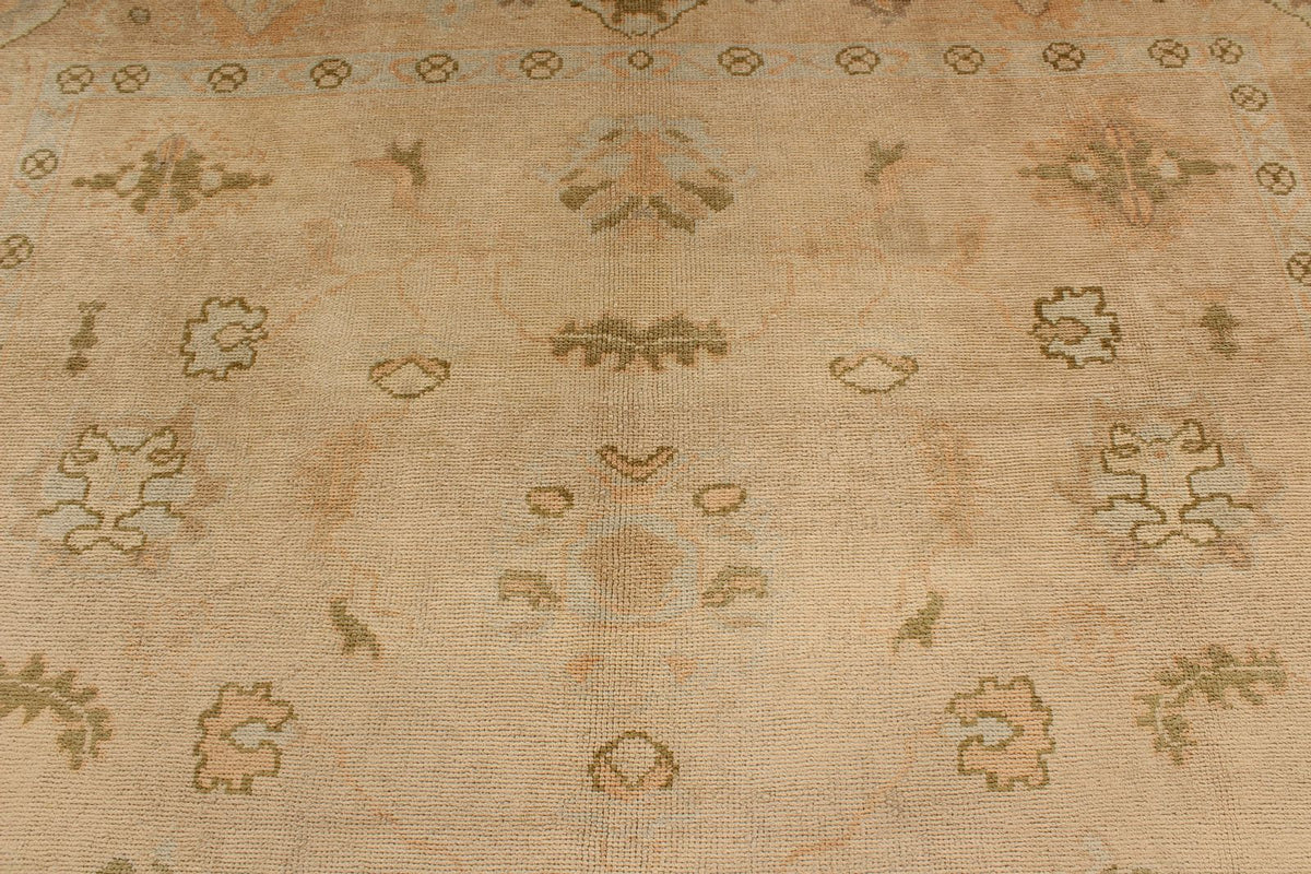9x11 Ivory and Beige Turkish Oushak Rug