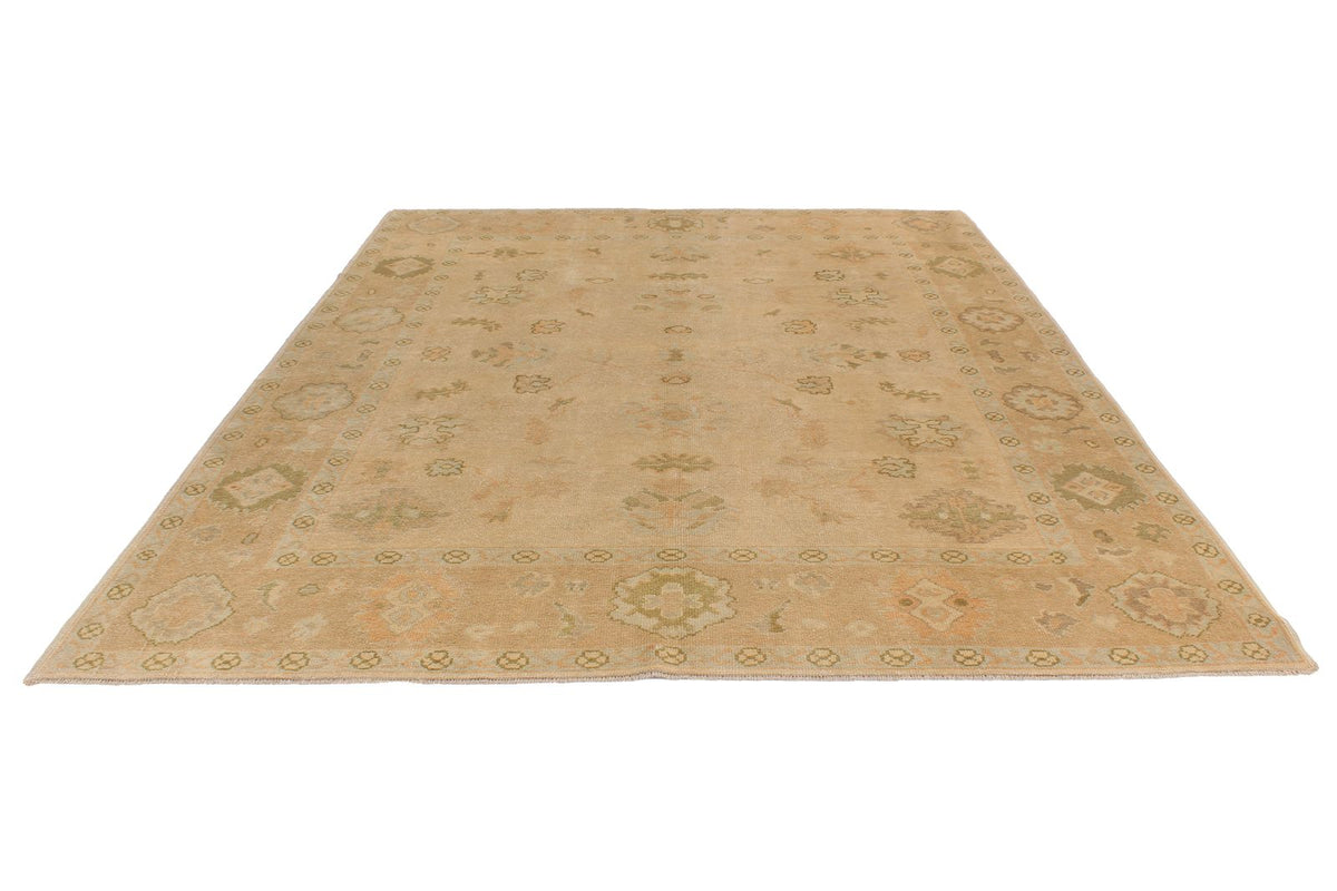 9x11 Ivory and Beige Turkish Oushak Rug
