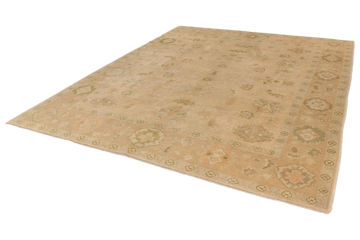 9x11 Ivory and Beige Turkish Oushak Rug