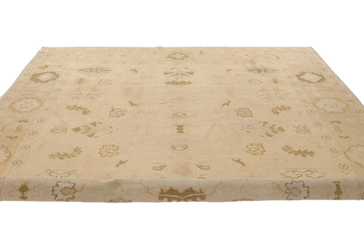 9x11 Ivory and Beige Turkish Oushak Rug