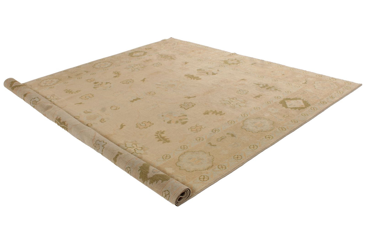 9x11 Ivory and Beige Turkish Oushak Rug