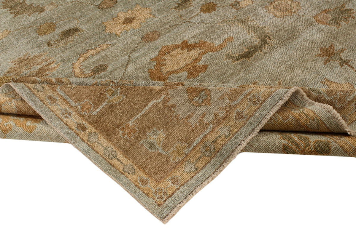 8x10 Blue and Brown Turkish Oushak Rug