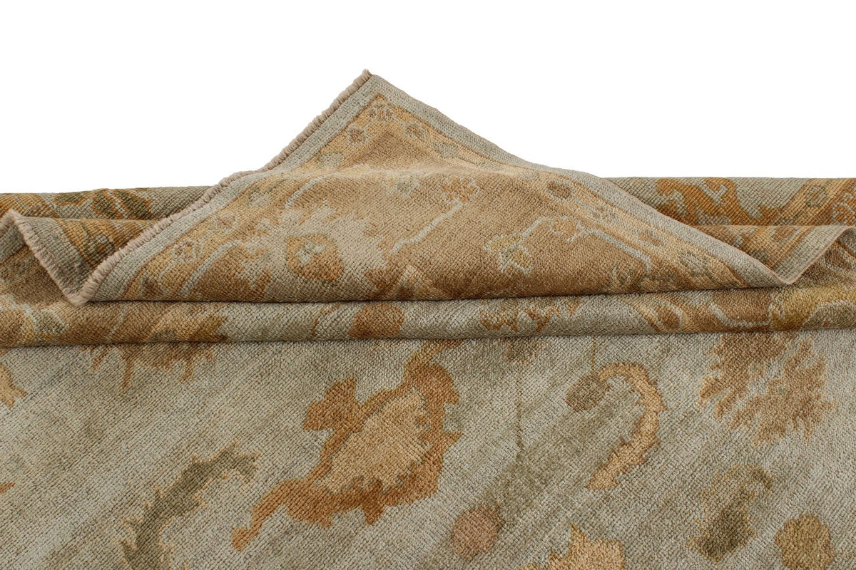8x10 Blue and Brown Turkish Oushak Rug