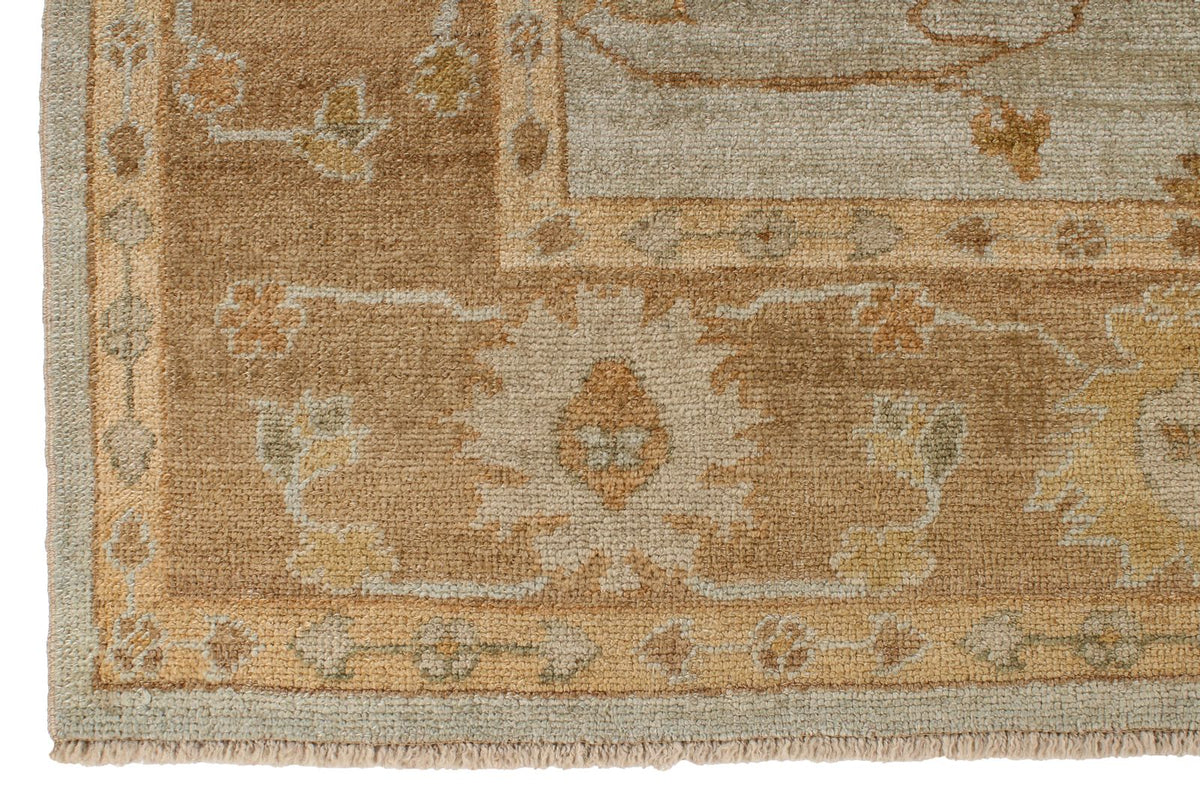 8x10 Blue and Brown Turkish Oushak Rug