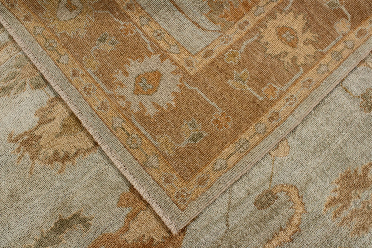 8x10 Blue and Brown Turkish Oushak Rug