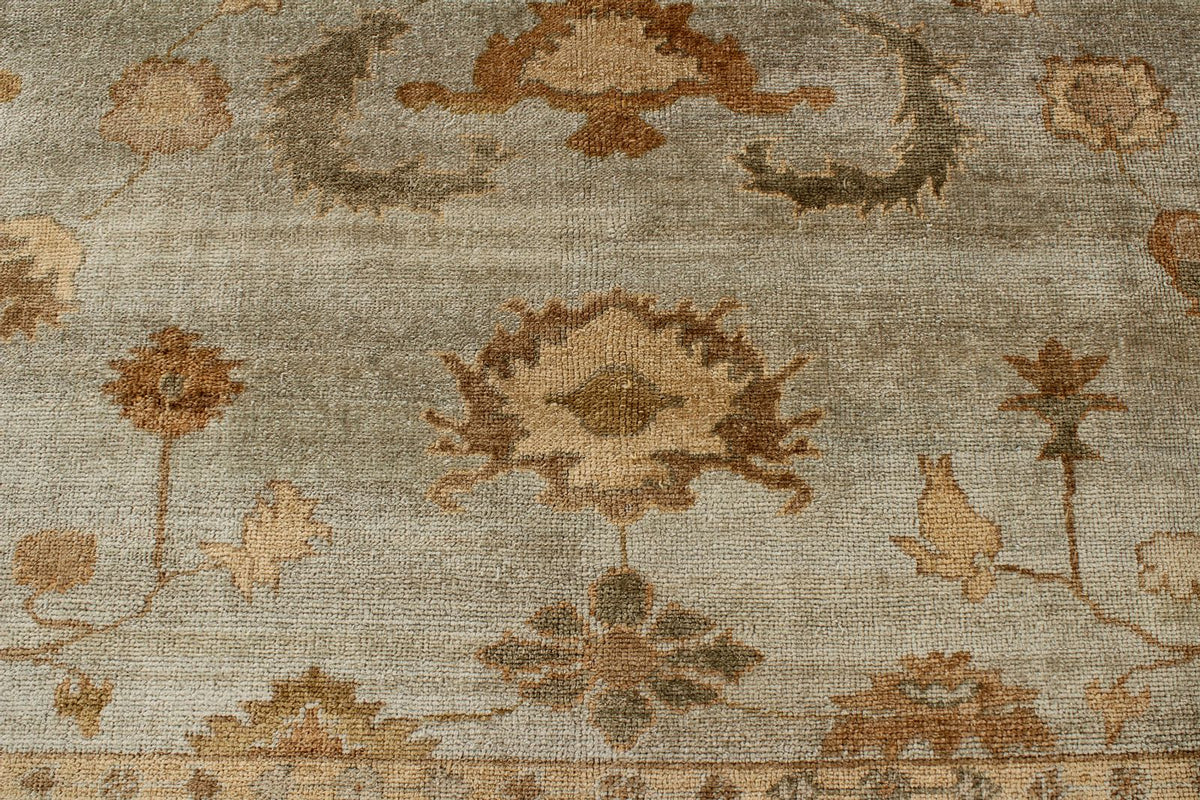8x10 Blue and Brown Turkish Oushak Rug