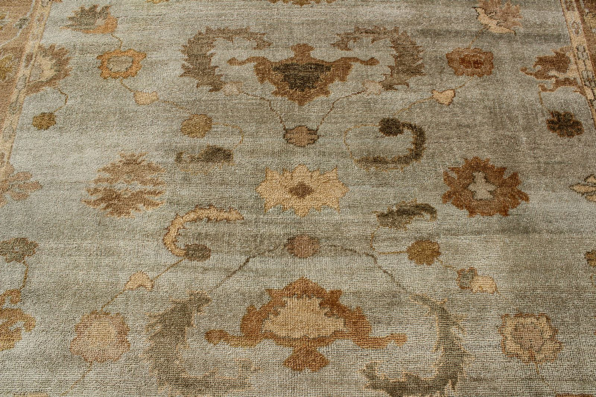 8x10 Blue and Brown Turkish Oushak Rug