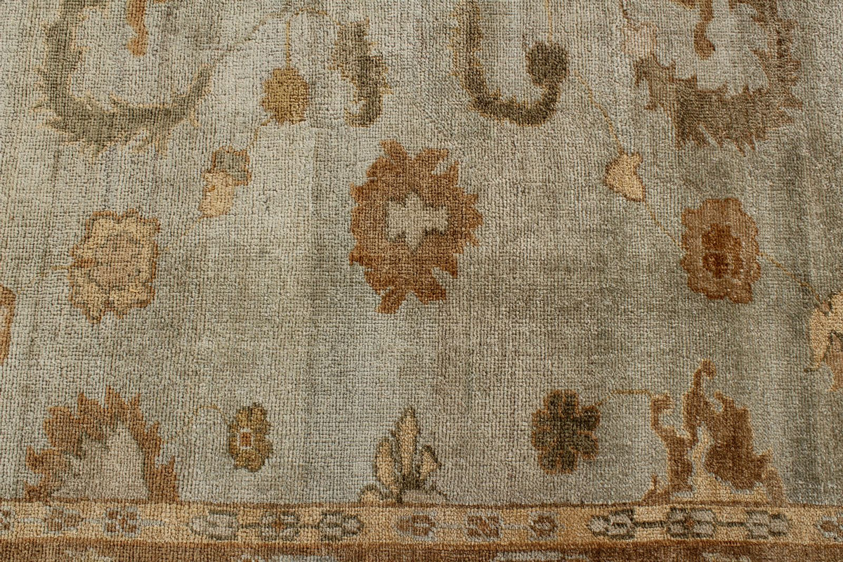 8x10 Blue and Brown Turkish Oushak Rug