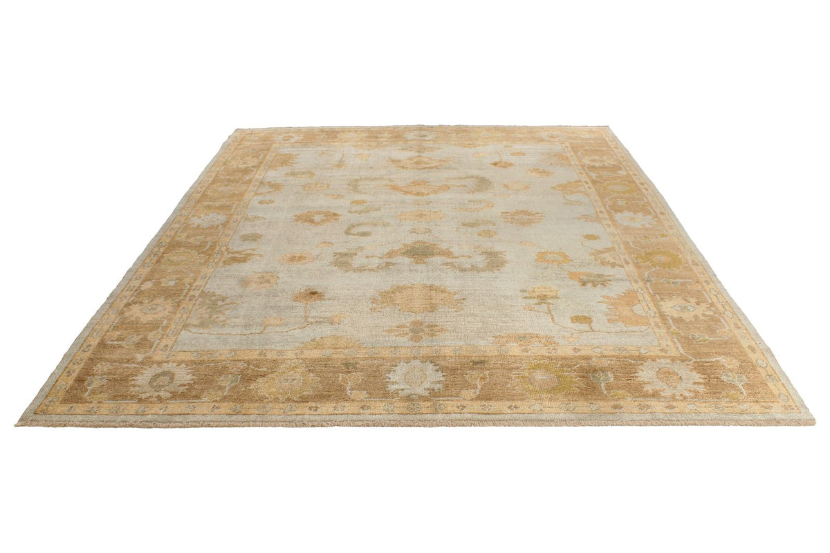 8x10 Blue and Brown Turkish Oushak Rug