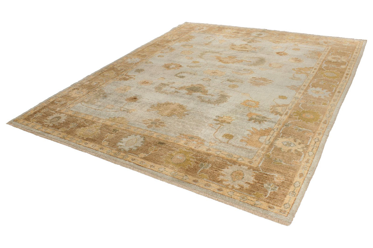 8x10 Blue and Brown Turkish Oushak Rug