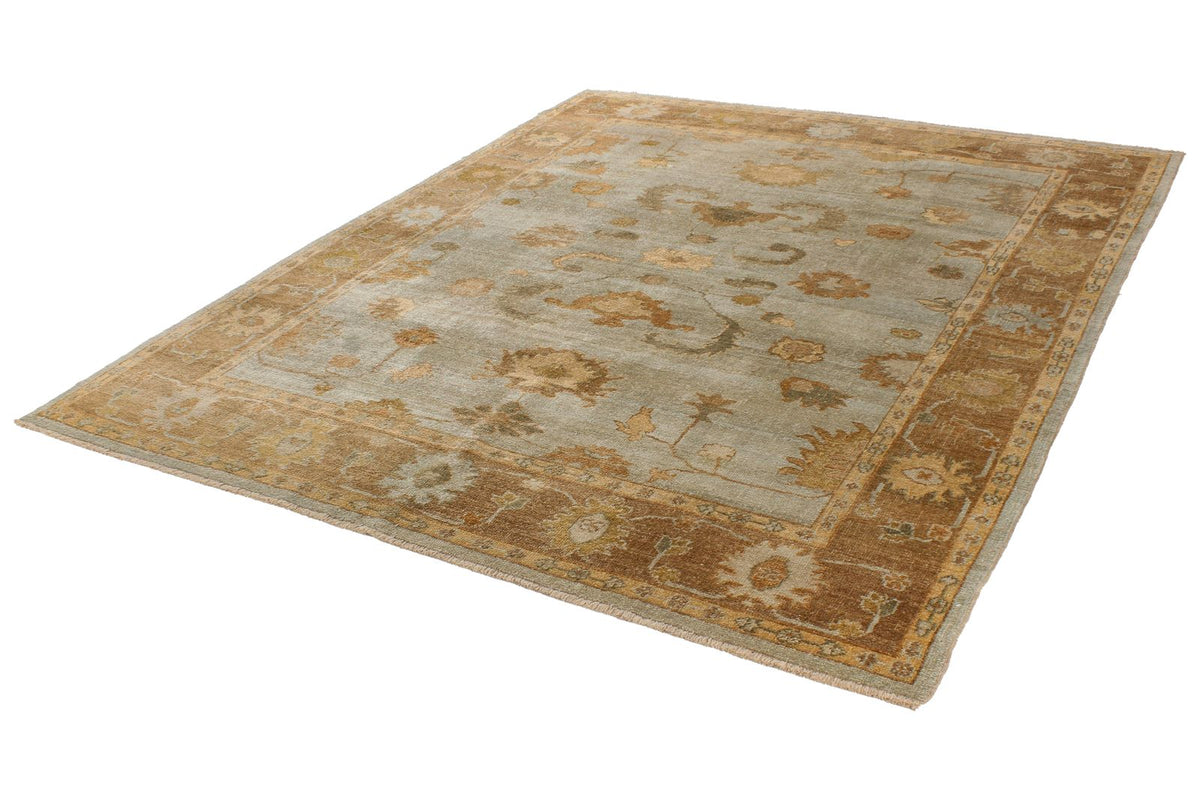 8x10 Blue and Brown Turkish Oushak Rug