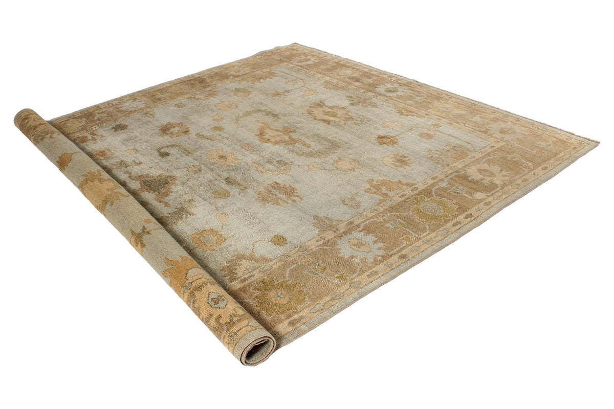 8x10 Blue and Brown Turkish Oushak Rug