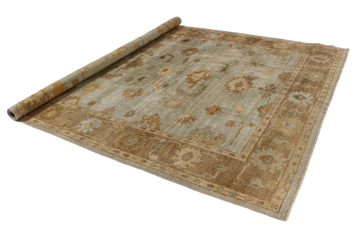 8x10 Blue and Brown Turkish Oushak Rug