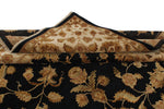 Vintage Handmade 9x12 Black and Ivory Anatolian Turkish Silk Hereke Distressed Area Rug