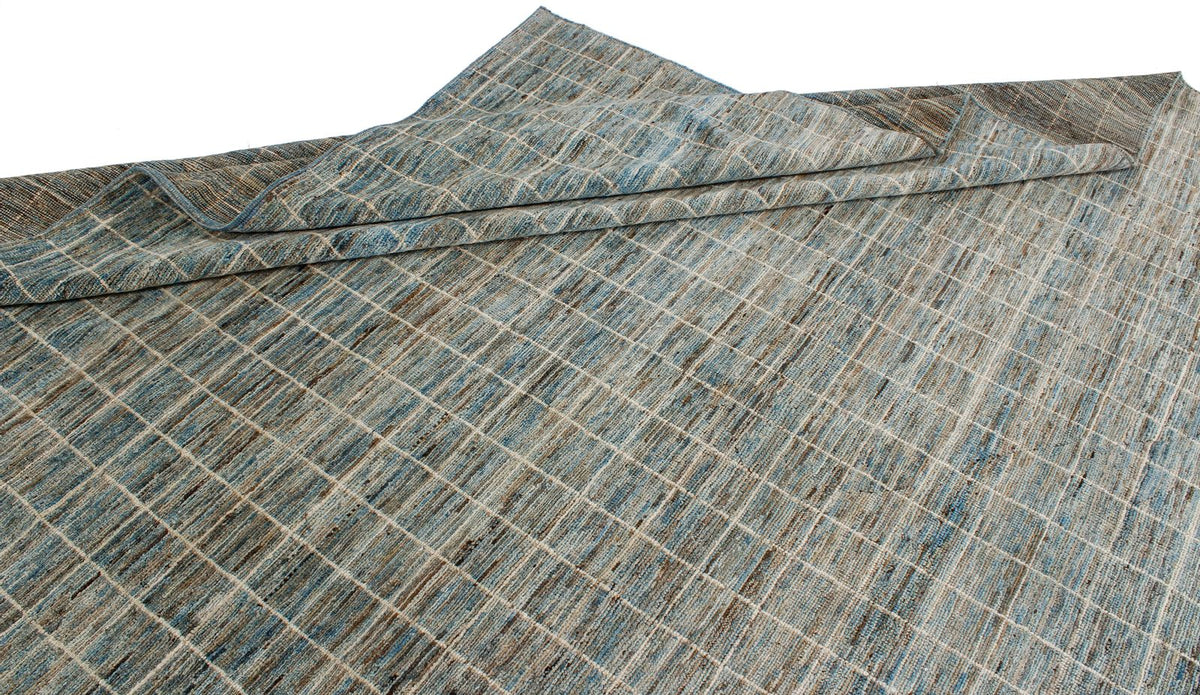 10x14 Blue and Ivory Modern Contemporary Rug
