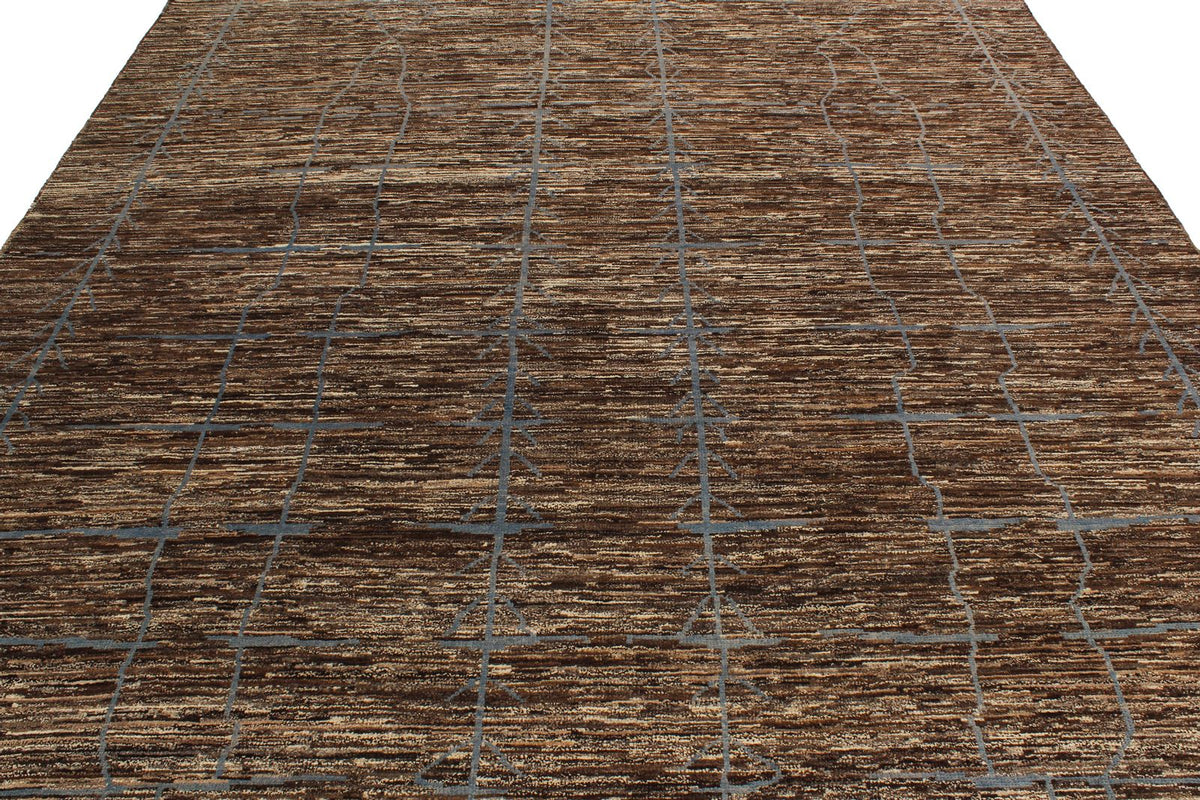 8x10 Blue and Brown Modern Contemporary Rug