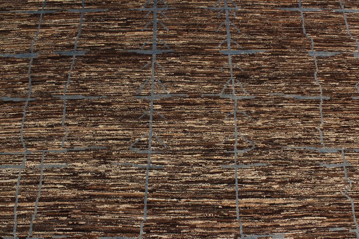8x10 Blue and Brown Modern Contemporary Rug