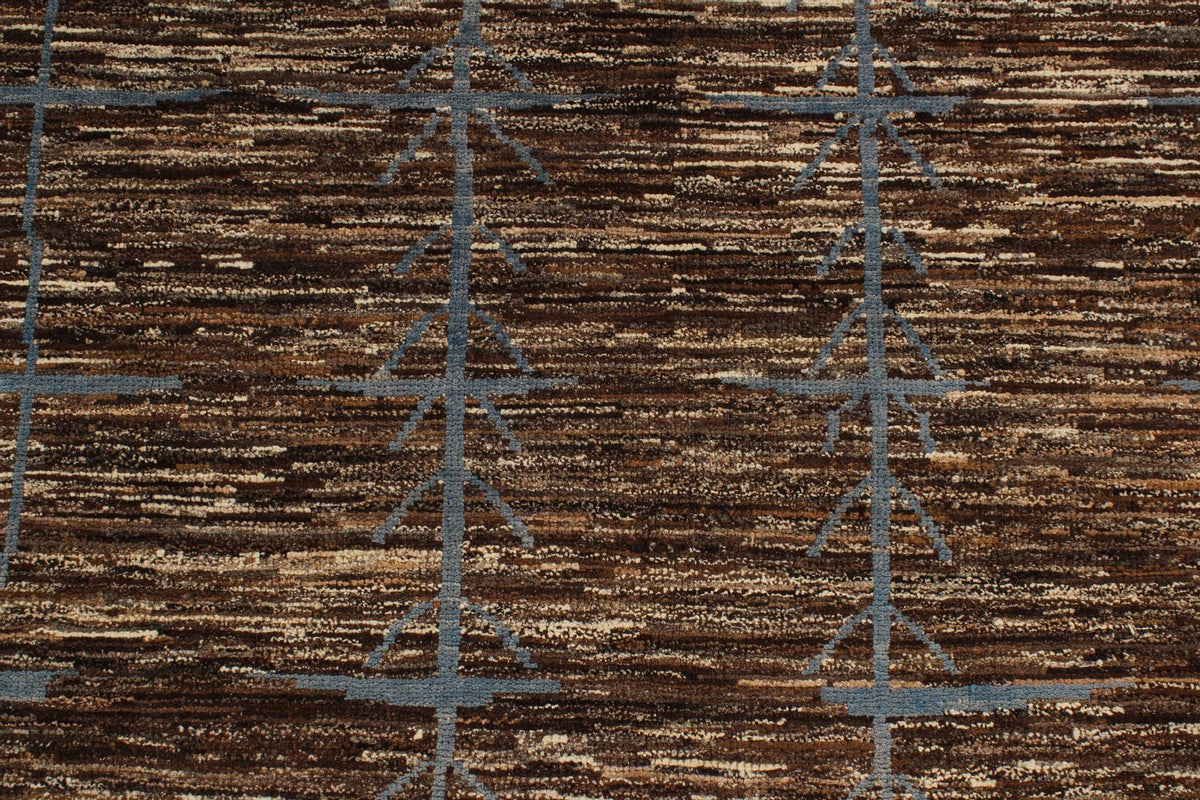 8x10 Blue and Brown Modern Contemporary Rug
