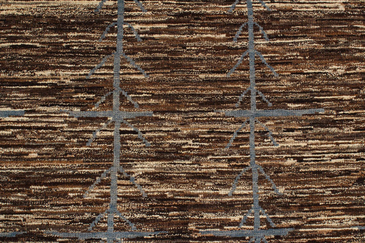 8x10 Blue and Brown Modern Contemporary Rug