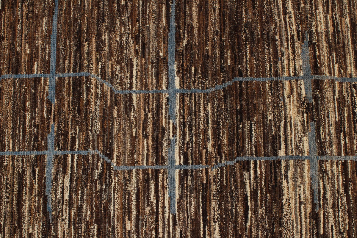 8x10 Blue and Brown Modern Contemporary Rug