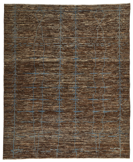 8x10 Blue and Brown Modern Contemporary Rug