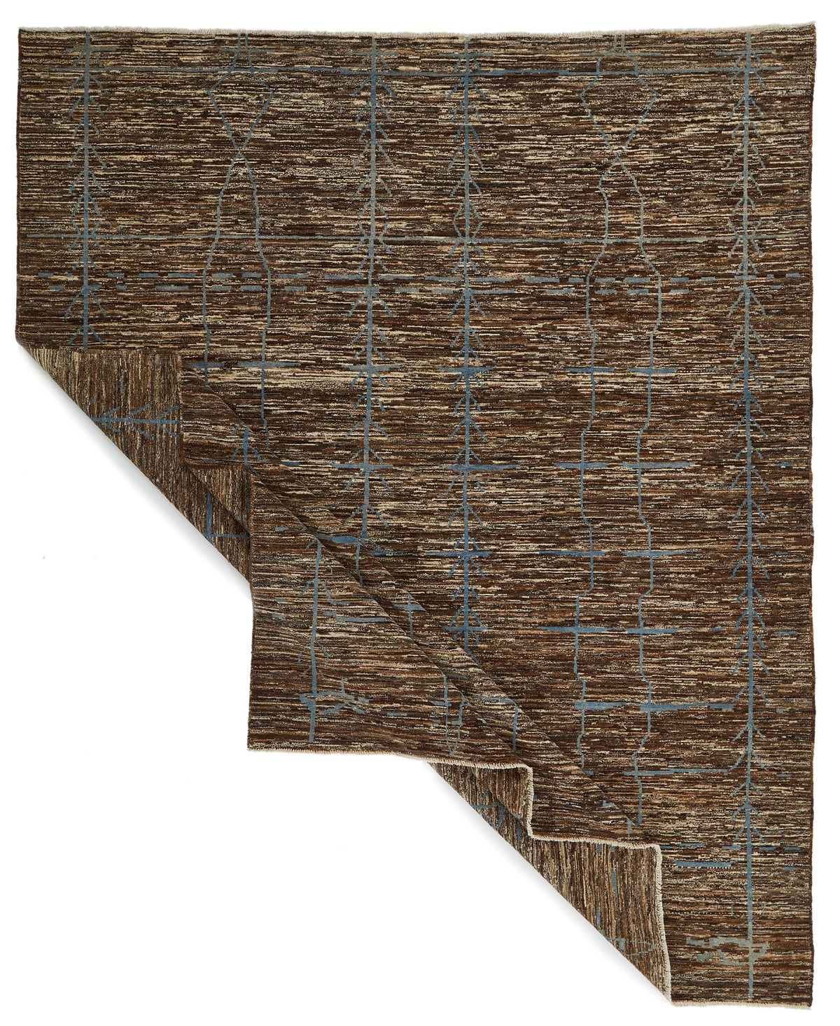 8x10 Blue and Brown Modern Contemporary Rug