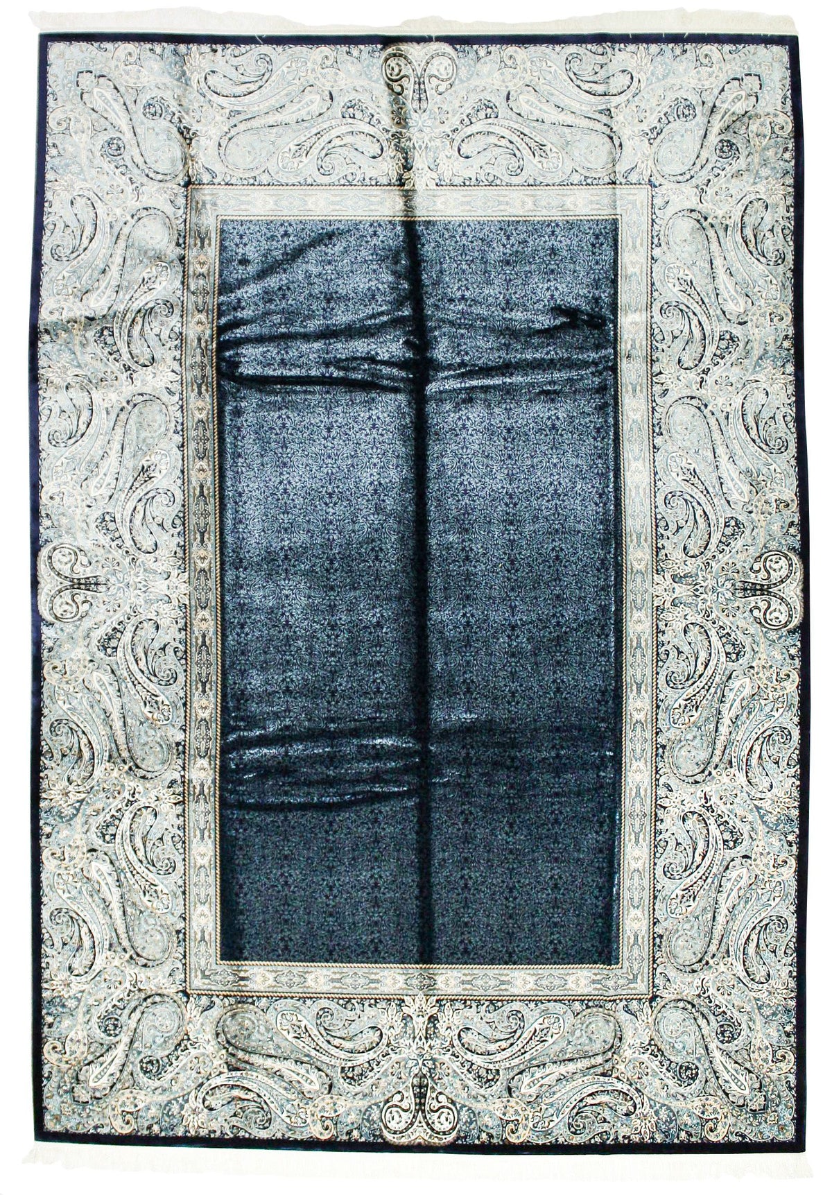 8x11 Navy and White Turkish Antep Rug