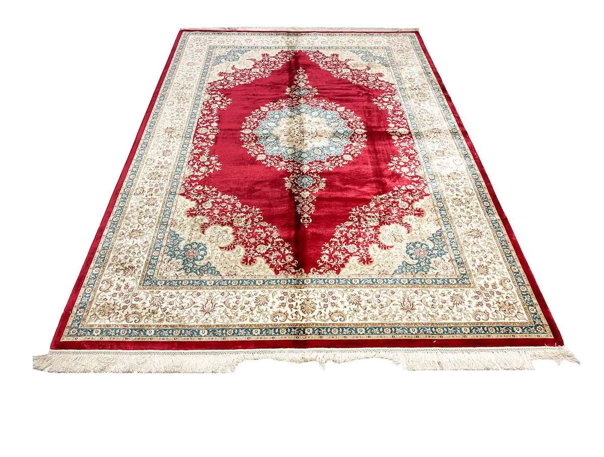 6x8 Red and Ivory Turkish Antep Rug