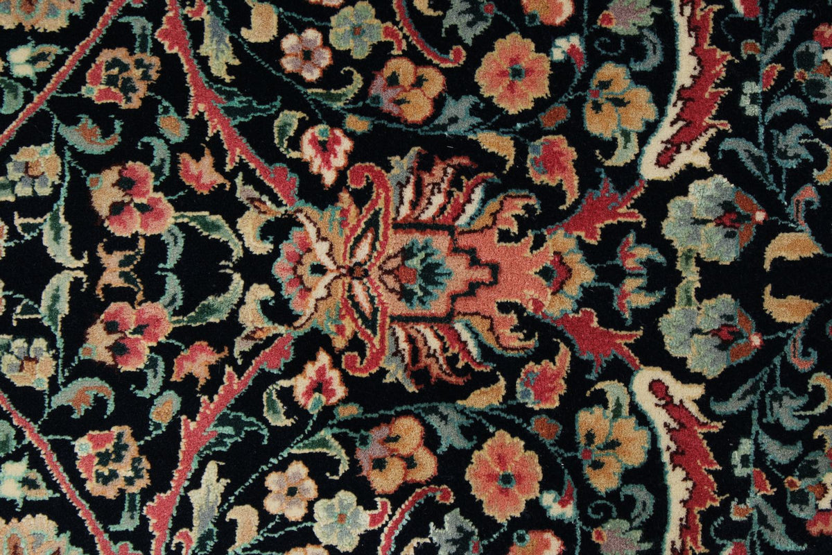 9x9 Navy and Ivory Turkish Silk Rug