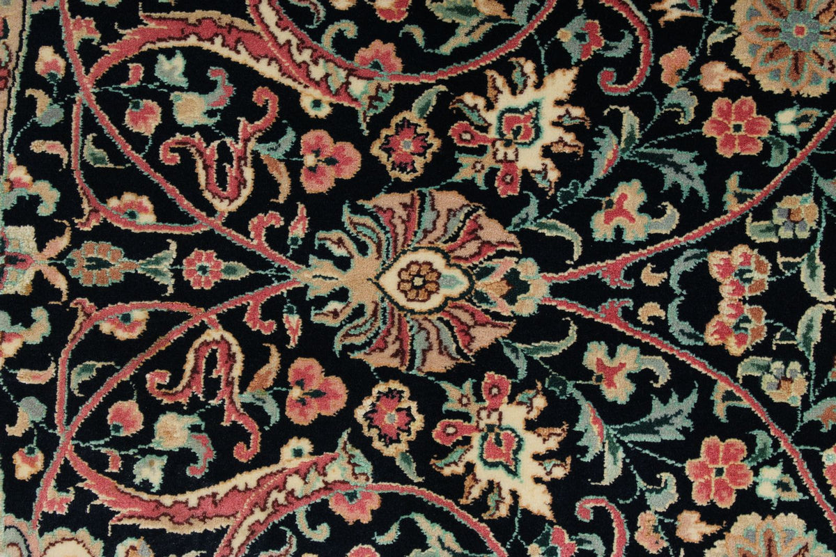 9x9 Navy and Ivory Turkish Silk Rug