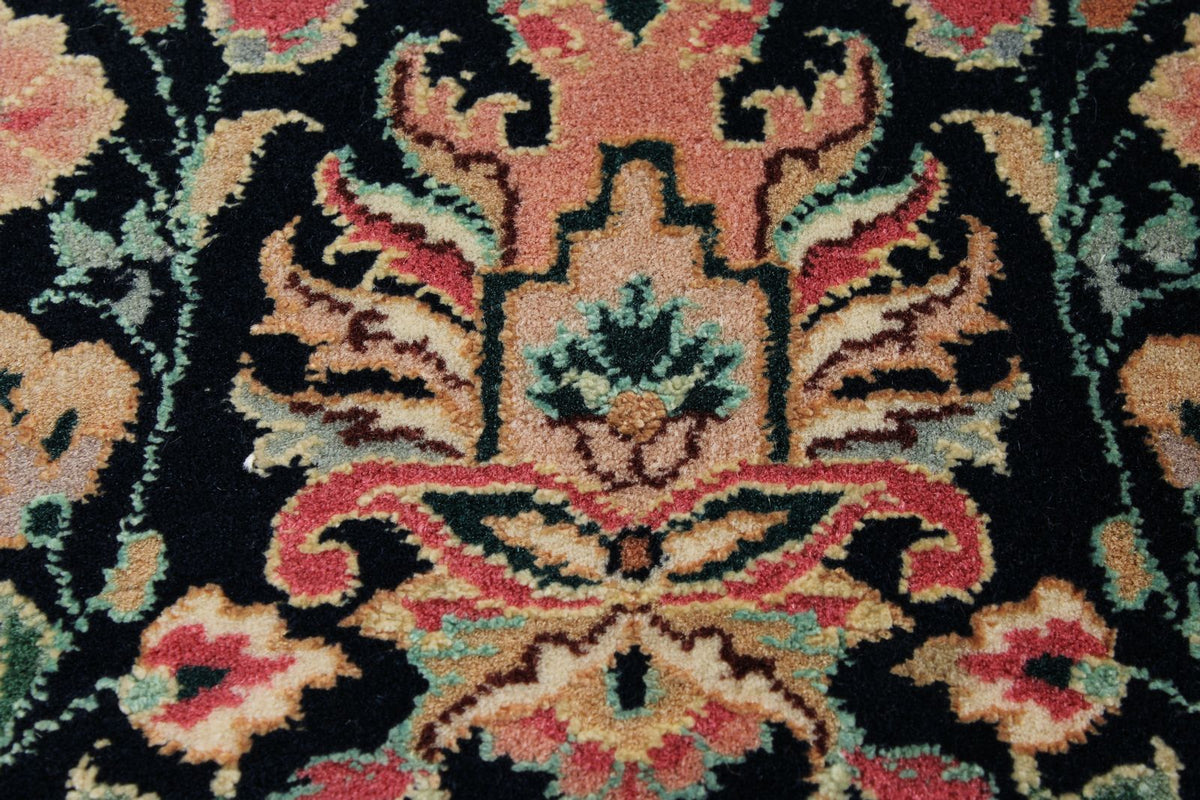 9x9 Navy and Ivory Turkish Silk Rug
